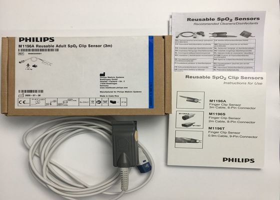Phlip M1196A ईसीजी प्रतिस्थापन भागों, 8 पिन कनेक्टर के साथ फिंगर क्लिप सेंसर 3M