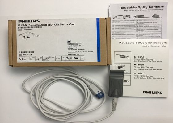 Phlip M1196A ईसीजी प्रतिस्थापन भागों, 8 पिन कनेक्टर के साथ फिंगर क्लिप सेंसर 3M