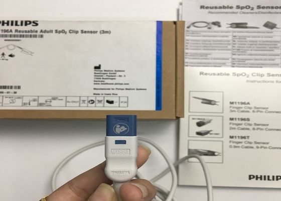 Phlip M1196A ईसीजी प्रतिस्थापन भागों, 8 पिन कनेक्टर के साथ फिंगर क्लिप सेंसर 3M