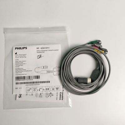 PHILIP मूल Efficia संयुक्त केबल/3-लीडसेट Grabber IEC. मशीन अंत दौर 12-पिन,REF: 989803160741