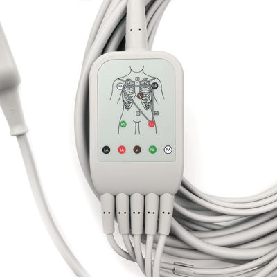 5831400 लीडवायर और ट्रंक केबल ईसीजी 5 लीड केबल Undetachable,Grabber,AHA,4.7M/15 FT