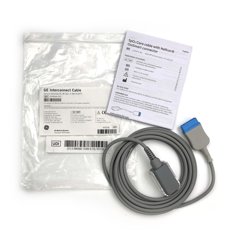 Nellcor® OxiSmart कनेक्टर REF 2006644-001 के साथ SpO2 केयर केबल Nellcor® OxiSmart SpO2 (2.9 M/9.5 Ft)
